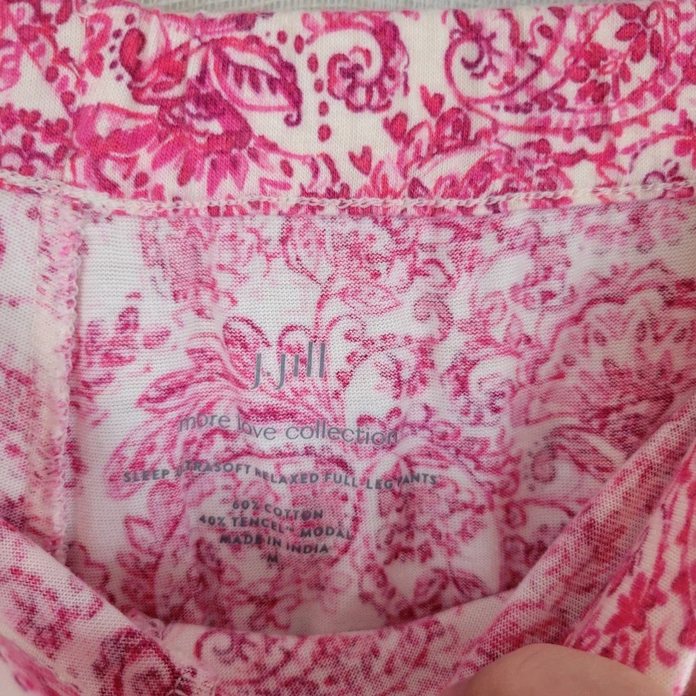 J. Jill Sleep Ultrasoft Pajamas Set Pink Floral Paisley Size Medium Cotton Modal